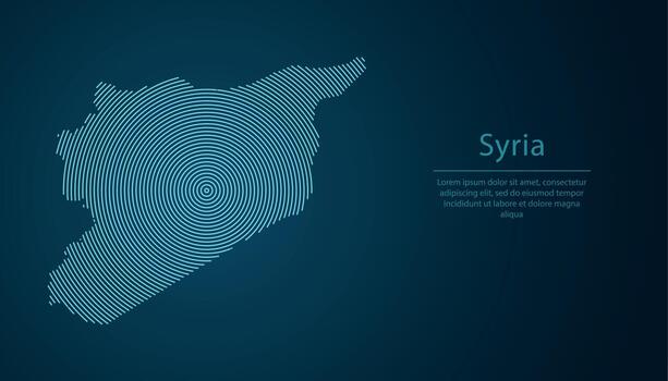 Syria map contour with abstract circular line pattern vector