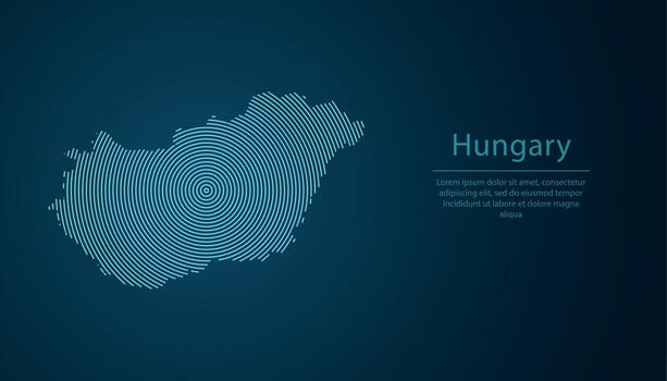 Hungría mapa contorno con resumen circular línea modelo vector