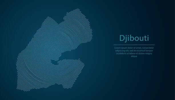 Djibouti map contour with abstract circular line pattern vector