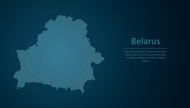 Belarus map contour with abstract circular line pattern vector