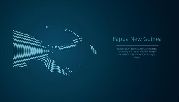 Papua New Guinea map contour with abstract circular line pattern vector