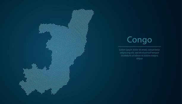 Congo map contour with abstract circular line pattern vector