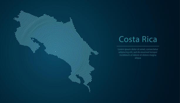Costa Rica map contour with abstract circular line pattern vector