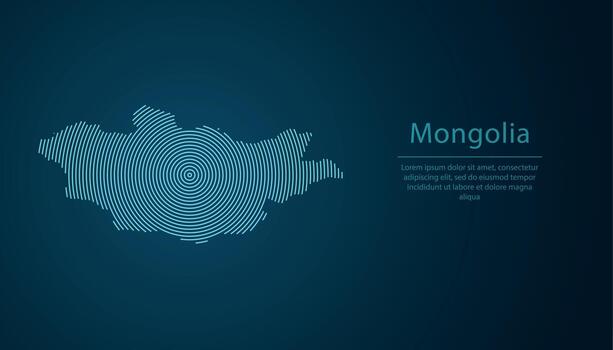 Mongolia map contour with abstract circular line pattern vector
