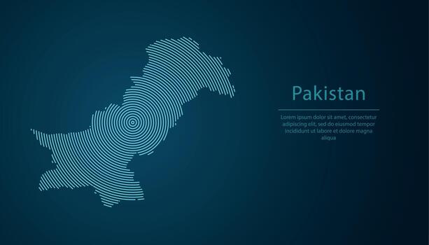Pakistan map contour with abstract circular line pattern vector