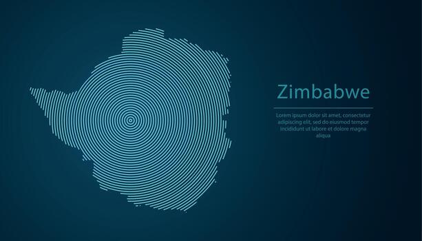 Zimbabue mapa contorno con resumen circular línea modelo vector