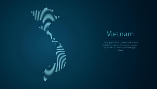 Vietnam mapa contorno con resumen circular línea modelo vector