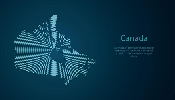 Canada map contour with abstract circular line pattern vector