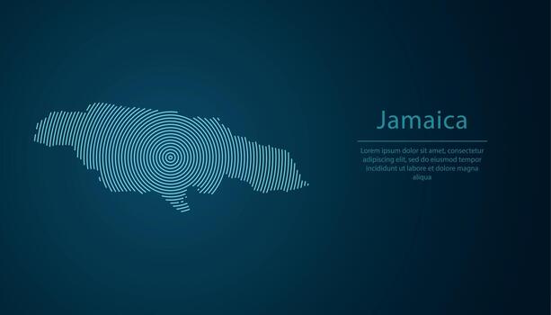 Jamaica map contour with abstract circular line pattern vector