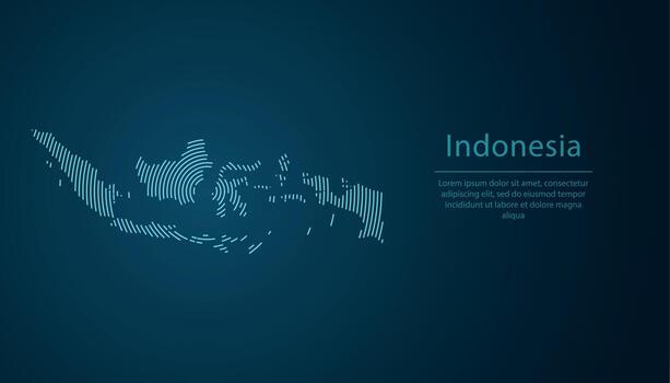 Indonesia map contour with abstract circular line pattern vector