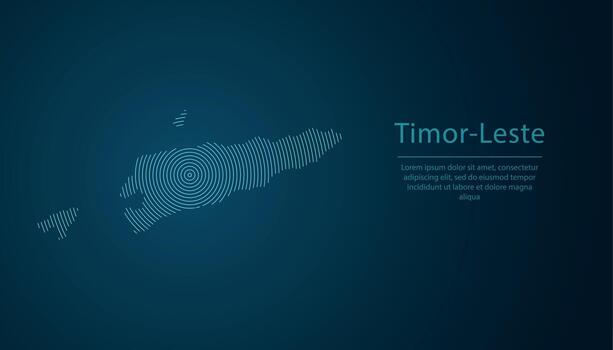 Timor-Leste map contour with abstract circular line pattern vector