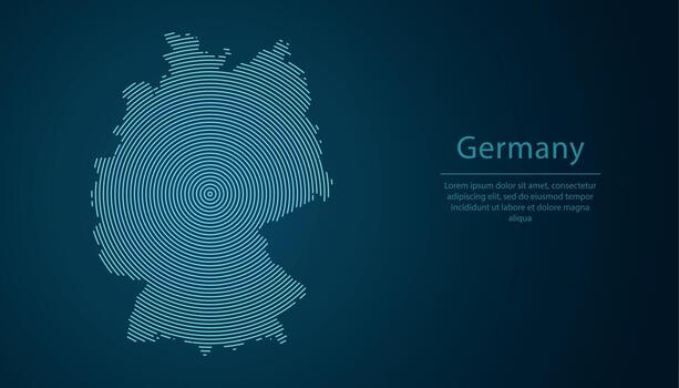 Germany map contour with abstract circular line pattern vector