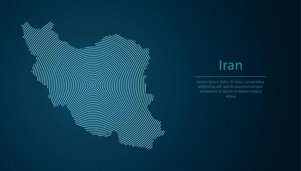 Iran map contour with abstract circular line pattern vector