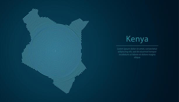 Kenya map contour with abstract circular line pattern vector