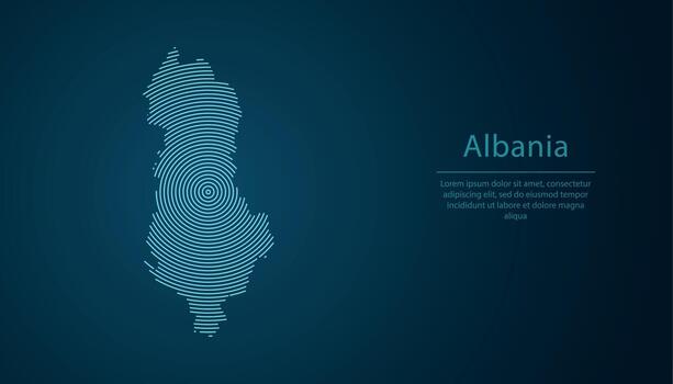 Albania map contour with abstract circular line pattern vector