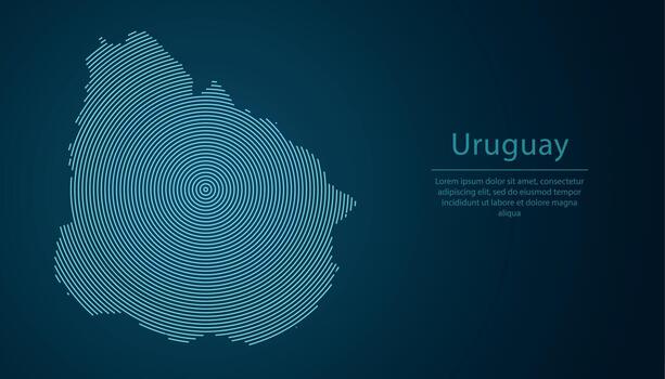 Uruguay map contour with abstract circular line pattern vector