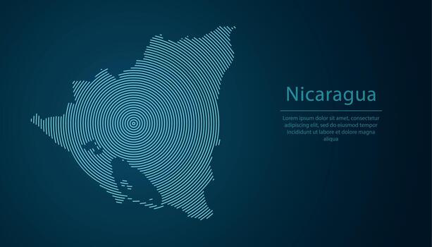 Nicaragua map contour with abstract circular line pattern vector