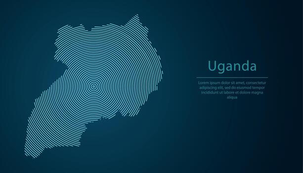 Uganda mapa contorno con resumen circular línea modelo vector