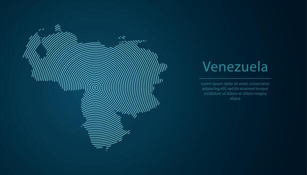 Venezuela map contour with abstract circular line pattern vector