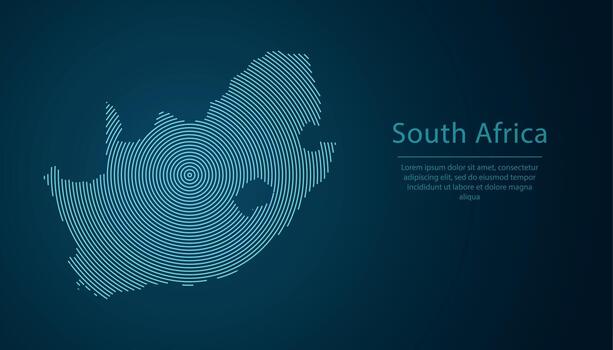 South Africa map contour with abstract circular line pattern vector