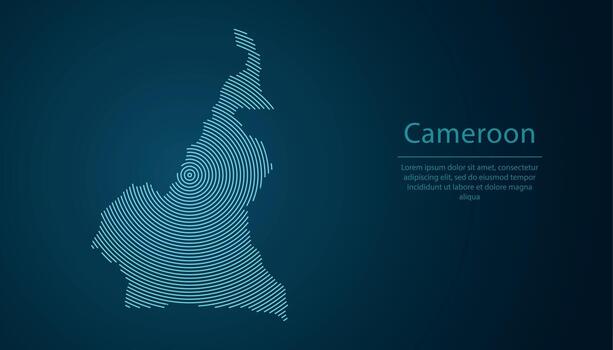 Cameroon map contour with abstract circular line pattern vector