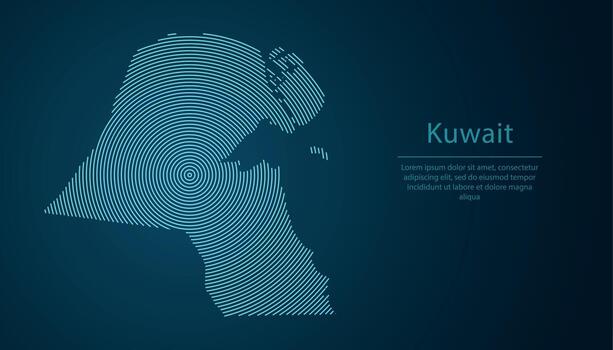 Kuwait mapa contorno con resumen circular línea modelo vector