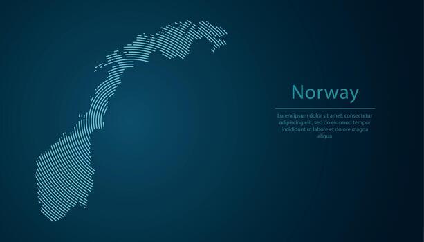 Norway map contour with abstract circular line pattern vector