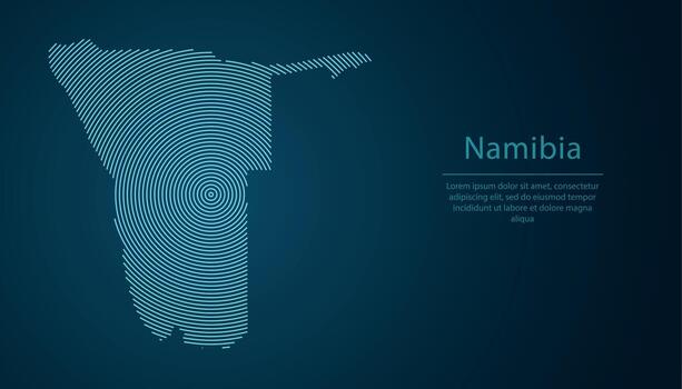 Namibia map contour with abstract circular line pattern vector
