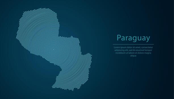 Paraguay map contour with abstract circular line pattern vector