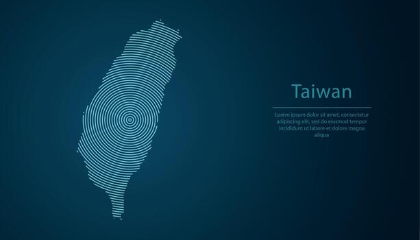 Taiwan map contour with abstract circular line pattern vector