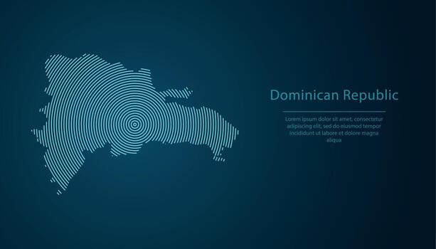 Dominican Republic map contour with abstract circular line pattern vector