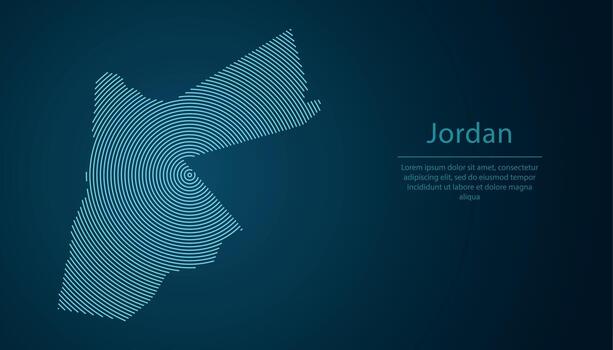 Jordan map contour with abstract circular line pattern vector