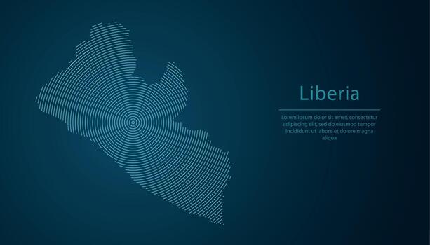 Liberia map contour with abstract circular line pattern vector