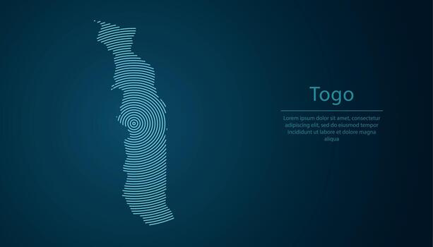 Togo map contour with abstract circular line pattern vector
