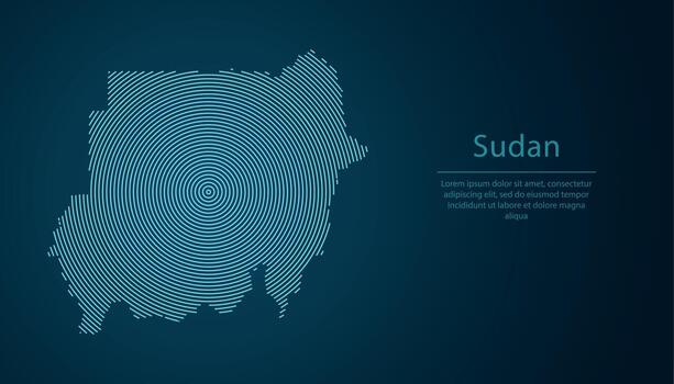 Sudan map contour with abstract circular line pattern vector