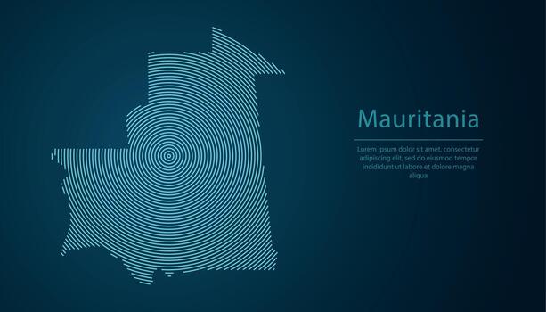 Mauritania map contour with abstract circular line pattern vector