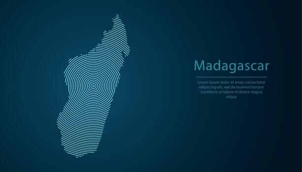 Madagascar map contour with abstract circular line pattern vector