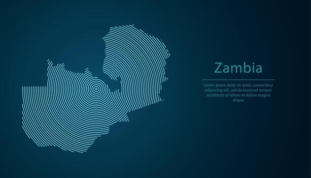 Zambia mapa contorno con resumen circular línea modelo vector