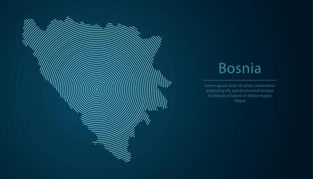 Bosnia map contour with abstract circular line pattern vector