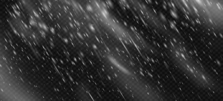 nevada tormenta de nieve nieve efecto con transparente blanco que cae copo de nieve cubrir. invierno congelado textura para hielo tormenta viento o frío cielo noche. aislado escama escarcha Nevado modelo en negro antecedentes vector