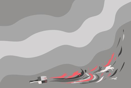 An artistic brush banner decorated with vibrant brushstrokes and drops of red paint. An abstract background with space for text. Waves and lines. vector