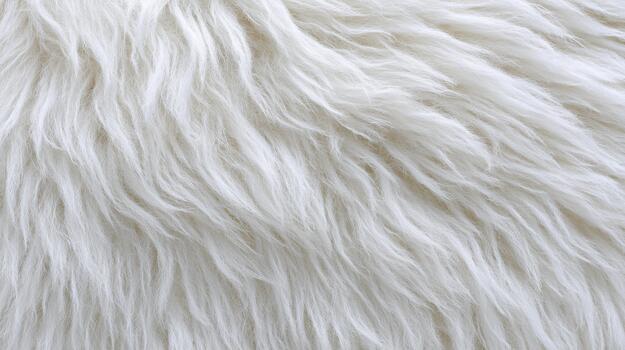 Fluffy White Fur Texture Close-Up. Soft And Cozy Material For Textiles And Design photo