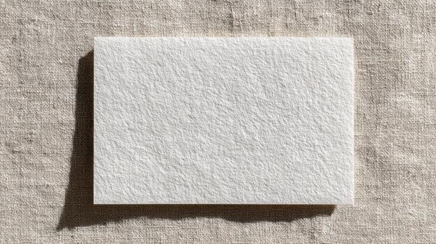 Textured White Paper On Natural Fabric Background. Minimalist Design For Stationery Or Art Projects photo