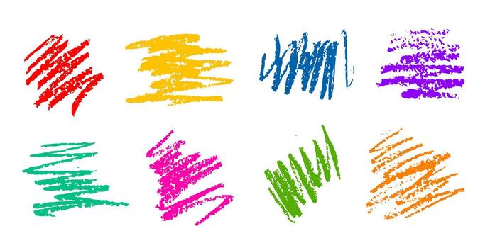 Set of abstract drawings drawn with colored pencils on a white background vector