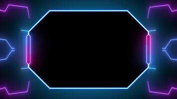 lysande retro 90s neon ram trogen hög tech hud gränssnitt hologram. esports spel stil element täcka över på en svart bakgrund. video