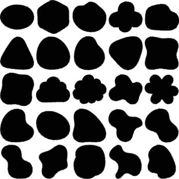 Collection of organic amorphous black shapes and blobs on a white background vector