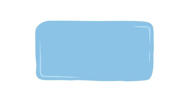 Blue squiggle hand drawn patch forms an organic sticker with rectangle frame and blank textbox. Background serves as a quote box for text and message, ideal for creative card or label concept. vector