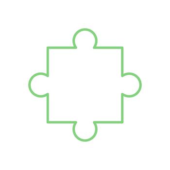 Flat silhouette of jigsaw puzzle piece with an abstract concept. Outline of a classic puzzle piece for boardgame, childhood activity, and creative play. Minimal style, graphic template, versatile vector