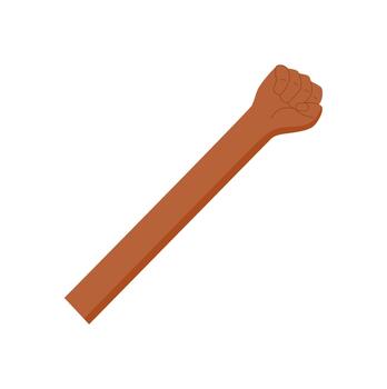 Flat cartoon hand gesture with raised fist to count the number five. Human arm in bare position showing closed fingers. Basic isolated element, educational and professional design. vector