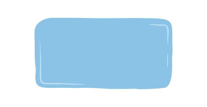 Blue rectangle frame with hand drawn squiggle shape and doodle patch. Organic blob outline forms a badge with text area, unique background for creative template or label. vector